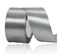 Silver Ribbon 50mm, Grey Satin Fabric Ribbon 23 Meters for Crafting, Gift Wrapping, Flower Bouquets, Balloons, DIY Bows, Wedding Party, Birthday Cakes and Christmas Decorations