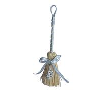 Silver Ribbon Besom Broom With Jingle Bells and a Pentacle Charm