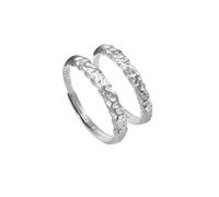 Silver Ring Set Vintage, Promise Rings for Couples 925 Three-Dimensional Irregular Geometry Adjustable