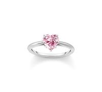 Silver ring with pink zircon heart shape