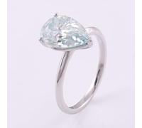 Silver Rings Boho, The Promise Ring 18.1K White Gold Water Drop with 4Ct Moissanite Size P 1/2