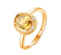 Silver Rings For Women 925 Sterling Silver Halo Engagement Ring For Women Natural Ruby/Topaz/Citrine/Peridot/Amethyst Gemstone Ring Silver Promise Wedding Band | Mothers Day Gift Citrine-Gold Plated