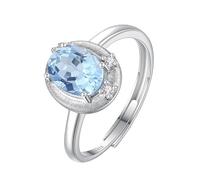 Silver Rings For Women 925 Sterling Silver Halo Engagement Ring For Women Natural Ruby/Topaz/Citrine/Peridot/Amethyst Gemstone Ring Silver Promise Wedding Band | Mothers Day Gift Topaz