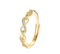Silver Rings For Women 925 Sterling Silver Rings For Women Adjustable Infinity Link Forever Love Knot Promise Ring For Her, Anniversary Cz Simulated Diamond Band Jewellery Gifts Gold Plated