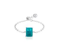 Silver Rings for Women Chunky, Engagement Ring Band Blue Rectangular Shape Pt950 Size U 1/2