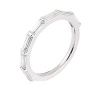 Silver Rings for Women Chunky, Married Ring 9K White Gold Rectangle with Moissanite Size M 1/2