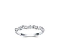 Silver Rings for Women Cute, Pre Engagement Ring Irregular with Rectangular Shape Lab Created Diamond 18K White Gold Size N 1/2