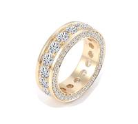 Silver Rings for Women Goth, The Wedding Band Eternity with Round Shape Moissanite 9K Yellow Gold Size S 1/2