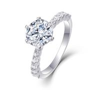 Silver Rings for Women Hands, Jewel Rings for Women with 2ct 6 Claws Round Shape Moissanite 9K White Gold Size L 1/2