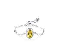 Silver Rings for Women Hands, Simple Promise Rings with Created Yellow Diamond Pt950 Size S 1/2