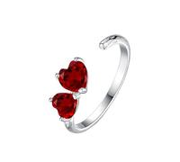 Silver Rings For Women Natural Gemstone Topaz Solitaire Garnet Rings For Her Promise Engagement Hearts Band Open Wedding Band Jewellery Gift Ruby