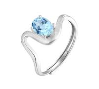 Silver Rings For Women Natural Ruby/Topaz/Citrine/Peridot/Amethyst Ring 14K Gold Plated 925 Sterling Silver Wave Ring For Women Bridal Wedding Band Beach Jewellery| Mothers Day Gift Topaz