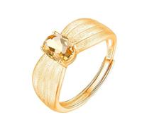 Silver Rings For Women natural Topaz Citrine Ruby Solitaire Engagement Rings 14K Gold Plated Matte Brushed Band Adjustable Anniversary Wedding Band For Women Gift Citrine Gold Plated