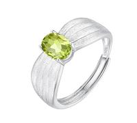 Silver Rings For Women natural Topaz Citrine Ruby Solitaire Engagement Rings 14K Gold Plated Matte Brushed Band Adjustable Anniversary Wedding Band For Women Gift Peridot