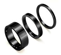 Silver Rings for Women Non Tarnish, Gold Wedding Bands for Men, Stainless Steel Chunky Knuckle Pinky Open Adjustable Ring Set for Jewelry Gift Size 5-13, 8 UK, Stainless Steel, No Gemstone