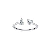 Silver Rings for Women, The Promise Ring with Created Diamond 18K White Gold Size K 1/2
