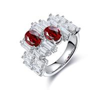 Silver Rings for Women Thumb, S925 Sterling Silver Rings Wide with 2.22Ct Created Ruby Size R 1/2
