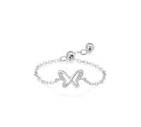 Silver Rings for Women Trendy, Pre Engagement Ring with Diamond 14K White Gold Size S 1/2