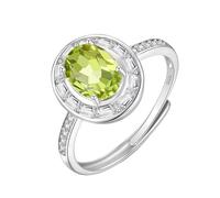 Silver Rings For Women vintage Natural Gemstone Topaz Citrine Ruby Solitaire Rings 14K Gold Plated Engagement Eternity Band Adjustable Anniversary Wedding Band For Her Gift Peridot