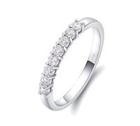 Silver Rings for Women Wedding, Mom Rings for Women Round Shape with 0.24ct 8 Moissanite 18.1K White Gold Size U 1/2