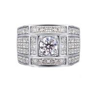 Silver Rings Gothic, Engagement Ring Band Elegant Style with 0.5ct Created Diamond 14K White Gold Size I 1/2