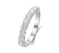 Silver Rings Gothic, Promise Ring Set with 9 Round Natural Diamond 0.9ct 18.1K White Gold Size L 1/2