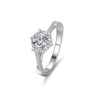 Silver Rings Knuckle, Pretty Rings Round with 1ct Moissanite Platinum 950 Size Q 1/2