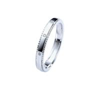 Silver Rings Knuckle, Wedding Band Unisex with 0.01Ct Diamond 9K White Gold Size S 1/2