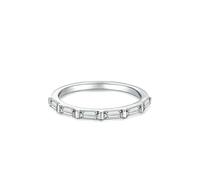 Silver Rings Love, Best Friends Rings with Rectangular Moissanite 18K White Gold Size N 1/2