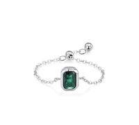 Silver Rings Love, Vintage Wedding Band with Created Emerald 9K White Gold Size J 1/2