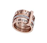 Silver Rings Set News Fashion Stackable Rings Jewelry Inlaid Zircon Stainless Steel Roman Numeral Ring Women Silver Men (C, One Size)