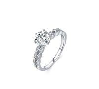 Silver Rings Trendy, Simple Promise Rings Geometric with Round Shape Lab Created Diamond 14K White Gold Size L 1/2