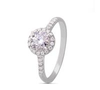Silver Rings Unique, Gothic Engagement Ring Round Shape with 0.5ct Created Diamond 18.1K White Gold Size W 1/2