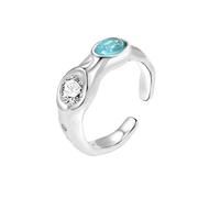 Silver Rings Zircon Ring For Women Cool Style Fashionable High End Geometric Versatile Micro Inlaid Index Finger Ring Couple Thumb (B, 0. 62cm)