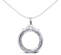 Silver Rope Edge Scroll Top Full Sovereign Coin Mount Pendant - ASP003-F Jewelco London White One Size