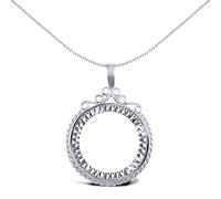 Silver Rope Edge Scroll Top Half Sovereign Coin Mount Pendant - ASP003-H Jewelco London White One Size