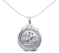 Silver Rope Edge Scroll Top St George Pendant (Full Sov Size) - ASP003-F Jewelco London White One Size