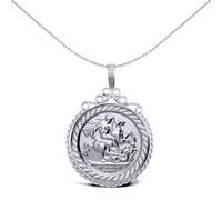 Silver Rope Edge Scroll Top St George Pendant (Half Sov Size) - ASP003-H Jewelco London White One Size