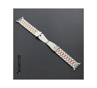 (Silver Rose Gold-Too, 42mm 44mm 45mm 49mm) Stainless Steel Strap for Apple Watch Ultra 2 Band 49mm 40mm 44mm 42mm 41mm 45mm Bracelet IWatch Series 9 8 7 SE 6 5 4 WatchBand