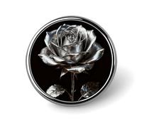 Silver Rose Gothic Round Lapel Pins for Men Women Metal Button Pin Fashion Personalized Brooch Pins for Men Suits Cute Brooch Badge for Backpack Clothing Hat Bag Decoration