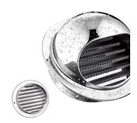 Silver Round Air Vent Covers for Walls 50/70/90/100/110/130/150/170/180/200mm 201/304 Stainless Steel Extractor Fan Vent Grille with Louvres for Kitchen, Ventilation Ducts(201Silver,140mm)