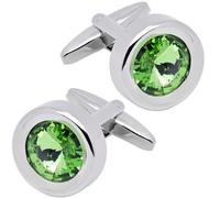 Silver Round Crystal Gemstone Cufflinks for Men Women Classic Men's Cufflink Jewelry Set for Business Wedding Party Formal Events Daily Tuxedo Dress Shirt Accessories
