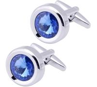 Silver Round Crystal Gemstone Cufflinks for Men Women Classic Men's Cufflink Jewelry Set for Business Wedding Party Formal Events Daily Tuxedo Dress Shirt Accessories