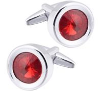 Silver Round Crystal Gemstone Cufflinks for Men Women Classic Men's Cufflink Jewelry Set for Business Wedding Party Formal Events Daily Tuxedo Dress Shirt Accessories