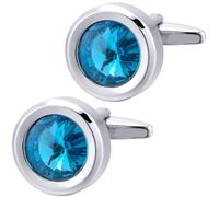 Silver Round Crystal Gemstone Cufflinks for Men Women Classic Men's Cufflink Jewelry Set for Business Wedding Party Formal Events Daily Tuxedo Dress Shirt Accessories