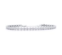 Silver Round CZ Daisy Cluster Adjustable Tennis Bracelet 7-8" - ABB219 Jewelco London White One Size