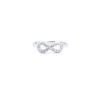 Jewelco London Women's Silver Round CZ Encrusted Infinity Figure 8 Symbol Charm Ring - ARN182 in White | Size: K Jewelco London White K