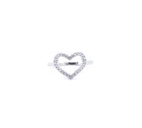 Silver Round CZ Open Love Heart Charm Ring - ARN173 Jewelco London White N