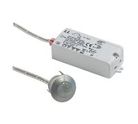 Silver Round Fascia PIR Sensor Switch | Head Diameter 24.3mm | 240 Volts | 250W Max Load | Adjustable Time Delay | 2.5M Range | 1.5M Cable