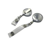 Silver Round Key Reel - ID Card Retractable Recoil Badge Holder Ring